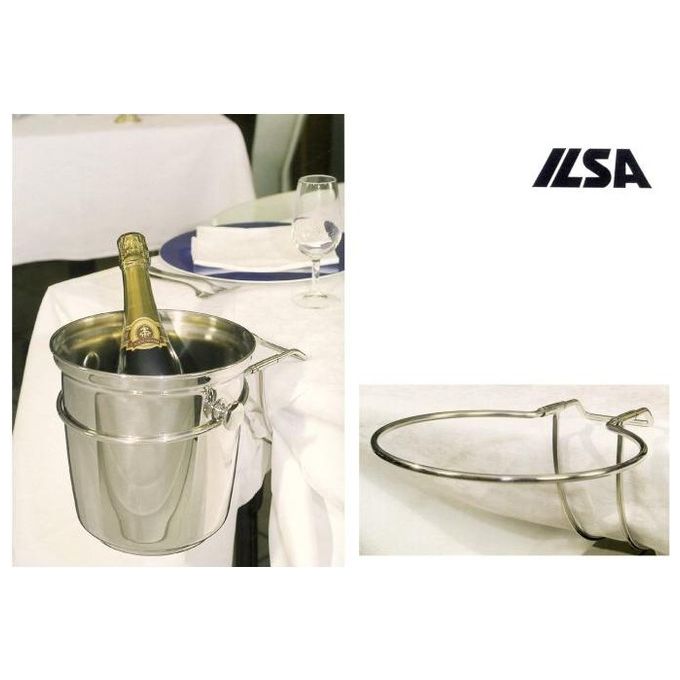 ILSA 11370000IVV Supporto Portasecchiello Pieghevole in Acciaio Inox 18-10 con Sfere in Gomma per Stabilita' compatibile con Secchielli Standard da 1 Bottiglia colore Inox