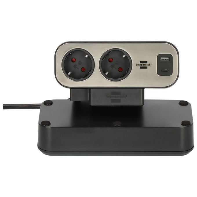 Brennenstuhl 1153580200 Estilo Duplex Prolunga con 10 Prese e 2 USB 2 m colore Nero Argento