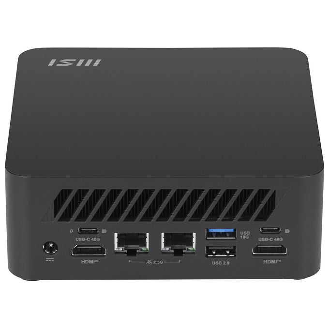 MSI CUBI Z 8M-036BEU Cubi Z Mini PC barebone AMD Ryzen 7 255 8 core 3,8 GHz RAM fino a 64 GB DDR4 2 slot M.2 NVMe Wi-Fi 6E Bluetooth 5.4 HDMI 2.1 USB 3.2 Gen 2 USB4 colore Nero