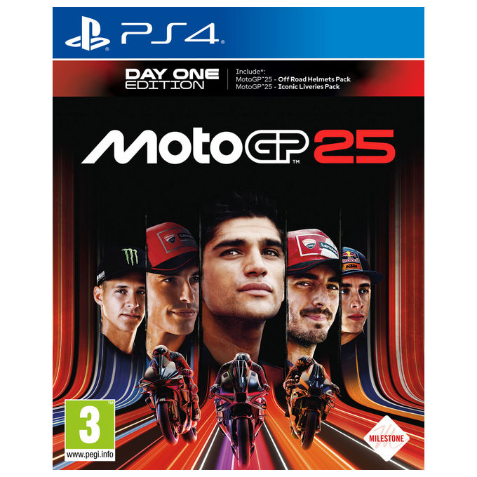 Milestone MotoGP 25 Day One Edition Videogioco PS4 con DLC Off Road Helmets Pack e Iconic Liveries Pack