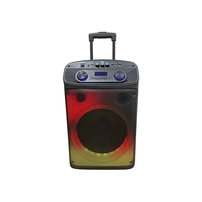 Majestic 116355 BK Flame T55 Party Speaker a Trolley Bluetooth 320W PMPO 40W RMS Woofer 12'' Tweeter 2'' Luci LED Microfono Incluso Telecomando USB Type-C MicroSD TWS colore Nero