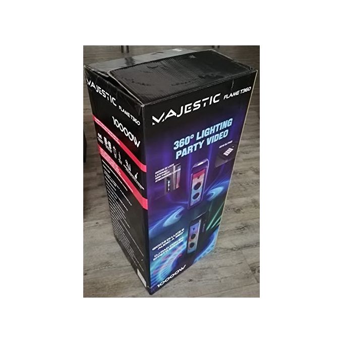 New Majestic 116360BK FLAME T360 Cassa Party Portatile 3-vie 150 W Bluetooth 5.0 TWS LED Multicolore con Ruote e Telecomando colore Nero