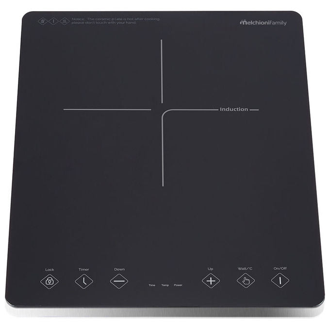 Melchioni 118360033 Oblivion 1 Piano cottura a induzione 37 cm 1 fuoco 2000W touch display digitale blocco bambini colore Nero