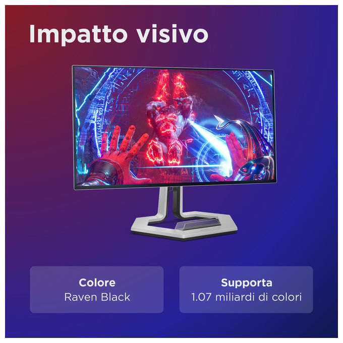 Lenovo 68CFGACBIT Legion Pro 27Q-10 Monitor Gaming 26.5'' QD-OLED QHD 2560x1440 280Hz 0.03ms AMD FreeSync Premium Pro colore Nero Grigio