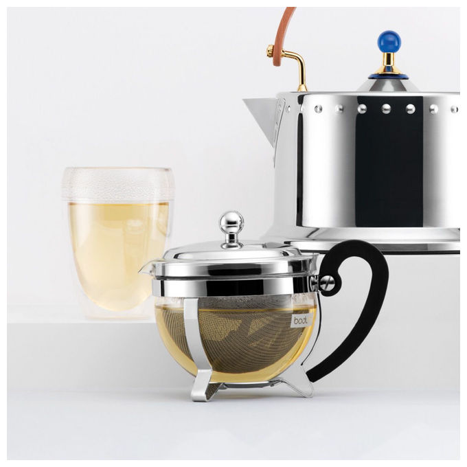 Bodum 12030-16 CHAMBORD Teiera in Vetro con Filtro in Acciaio Inossidabile 0,5 L colore Nero Acciaio inox Trasparente