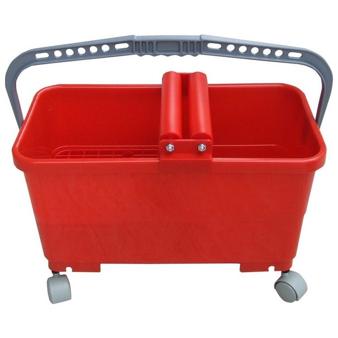 No Brand SERE23KIT01 Vaschette per Piastrellisti Kit Completo 23 Lt con Rullo Doppio 4 Ruote Griglia Manico Colore Rosso