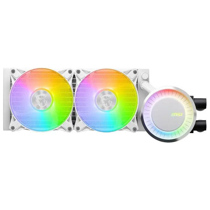 MSI MAG CORELIQUID E240 Dissipatore a Liquido AIO 240mm 2 Ventole ARGB 120mm Pompa 2 Camere Split-Flow AM5 AM4 LGA1700 colore Bianco