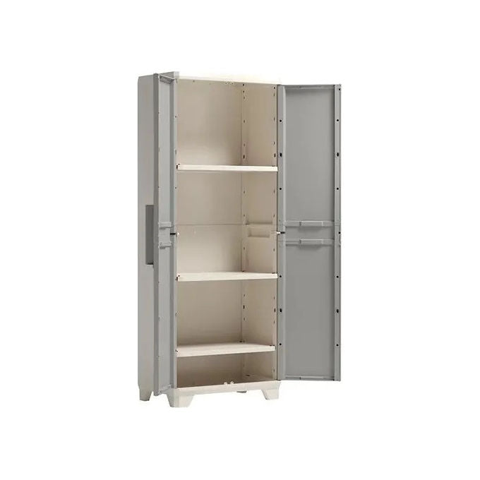 Keter 9724300 Linear Wood Armadio Multiuso 4 Ripiani Regolabili 173x68x39 cm Uso Interno Esterno colore Grigio Tortora