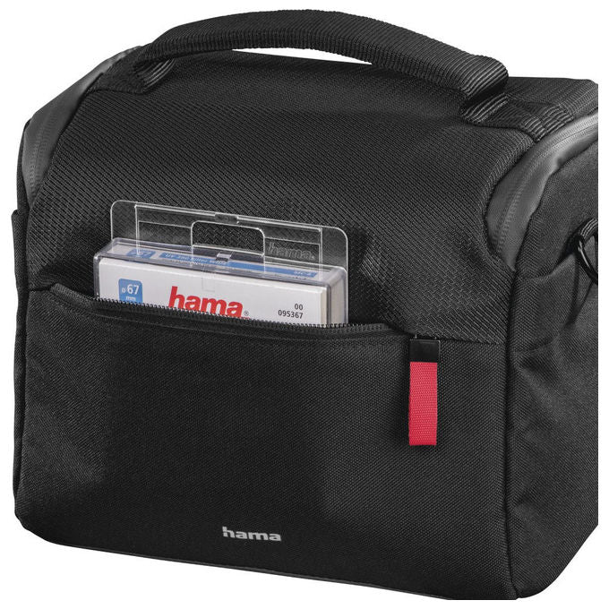 Hama 121338 Matera 130 Borsa a tracolla per Fotocamera Digitale in Poliestere Riciclato con Divisori Regolabili e Tasche Organizzative colore Nero