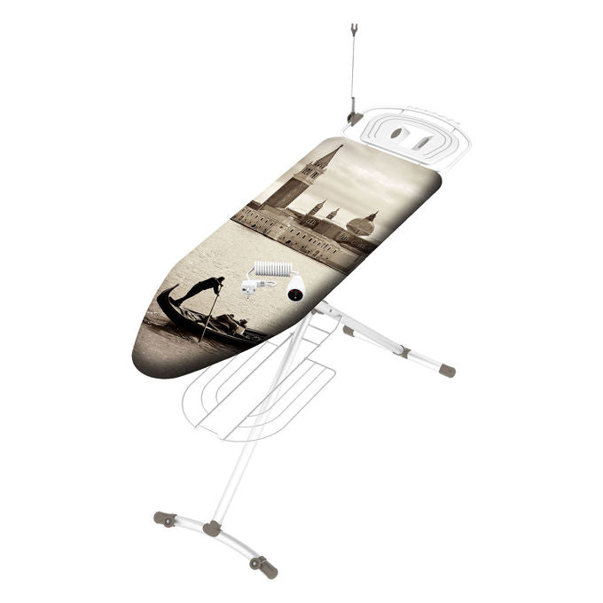 Colombo A142LB3P Giove Asse da Stiro 130x44 cm Regolabile 6 Altezze Portacaldaia 10 Kg Prolunga Elettrica colore Bianco