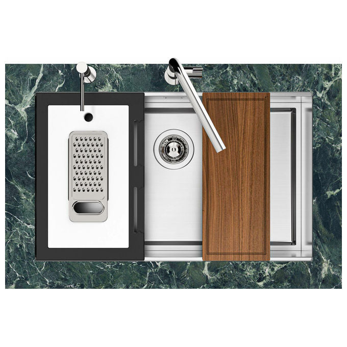 Foster 1254850 Quadra Evo Sottotop Lavello Incasso Acciaio Inox Spazzolato 47x47 colore Acciaio Inox