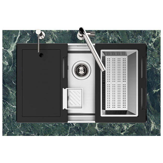 Foster 1254850 Quadra Evo Sottotop Lavello Incasso Acciaio Inox Spazzolato 47x47 colore Acciaio Inox