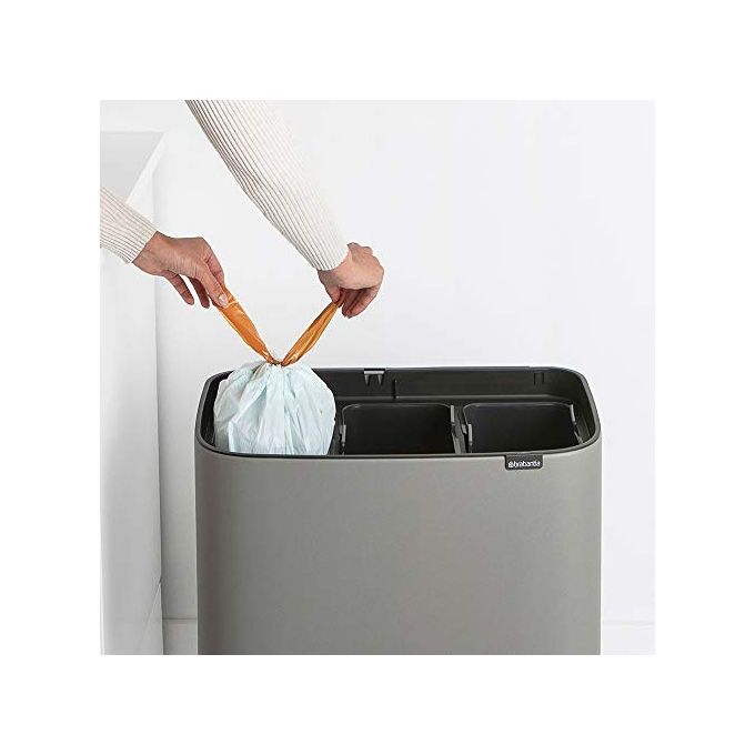 Brabantia 127229 Bo Pattumiera 3x11L Apertura Soft-Touch Gambe Regolabili colore Grigio Mineral Concrete