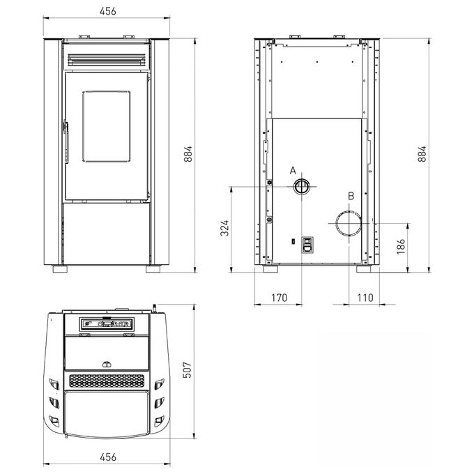 LA NORDICA Extraflame Ketty Evo Stufa a Pellet Libera Installazione 6,5kW Bordeaux