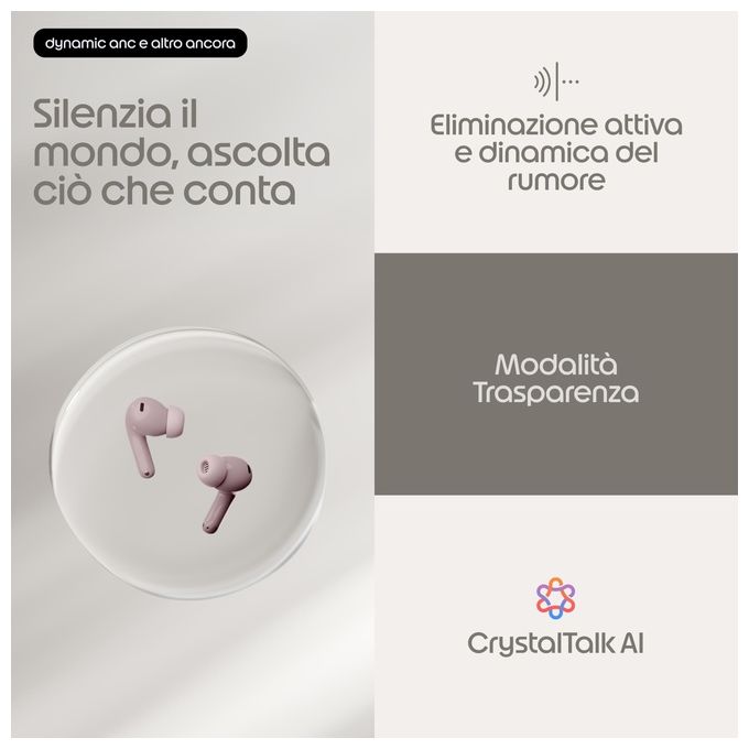 Motorola PG38C08178 Moto Buds 2 Auricolare Wireless In-ear Bluetooth 6.0 Cancellazione Attiva del Rumore fino a 55dB 11 Ore di Autonomia Colore Viola