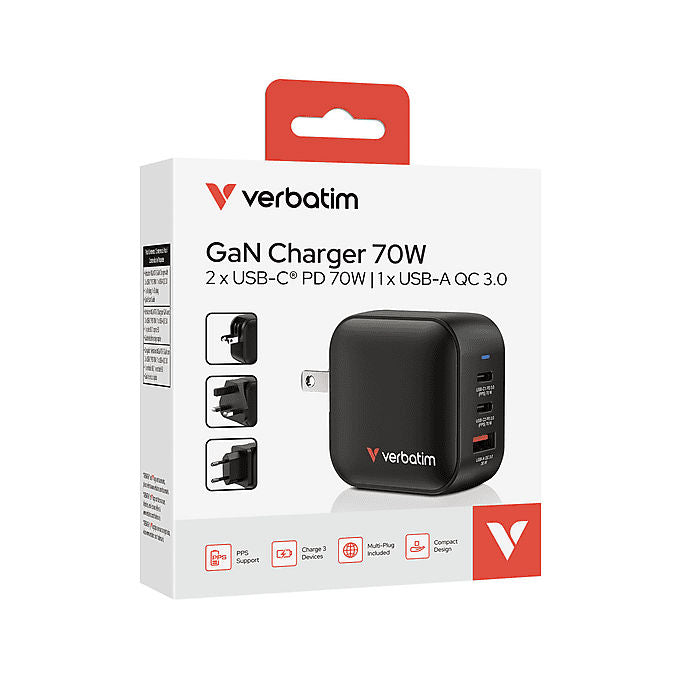 Verbatim 32395 Mini Caricatore da 20 W USB-C PD 3.0 con Tecnologia GaN Compatto per Viaggio con Protezione da Surriscaldamento e Sovratensione colore Bianco