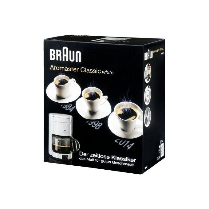 Braun KF47 WHITE Aromaster Macchina da caffe' a filtro 10 tazze 1000 W protezione antigoccia colore Bianco
