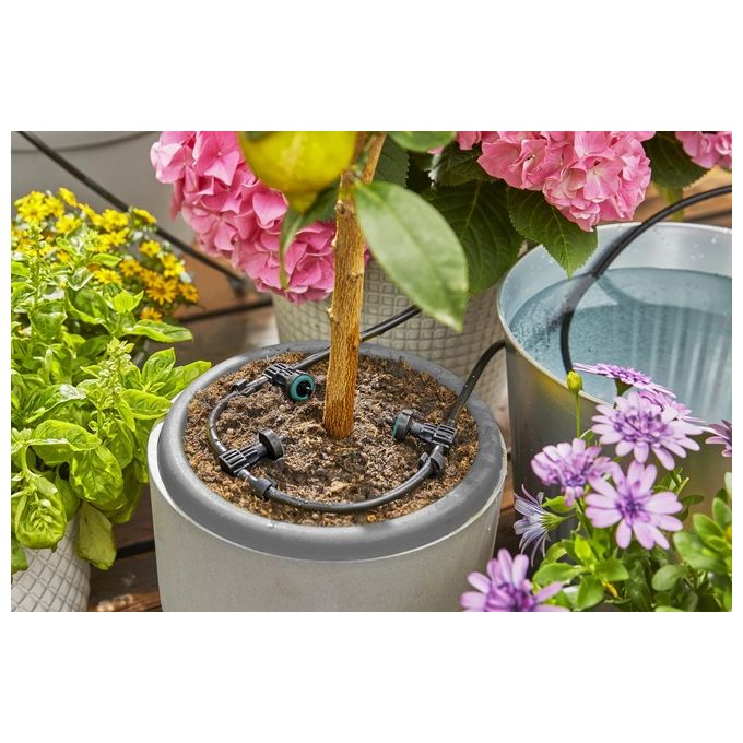 Gardena AquaBloom Set Irrigazione a Goccia Solare Automatica fino a 20 piante 14 programmi tubo 20 m colore Grigio