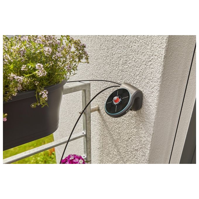 Gardena AquaBloom Set Irrigazione a Goccia Solare Automatica fino a 20 piante 14 programmi tubo 20 m colore Grigio