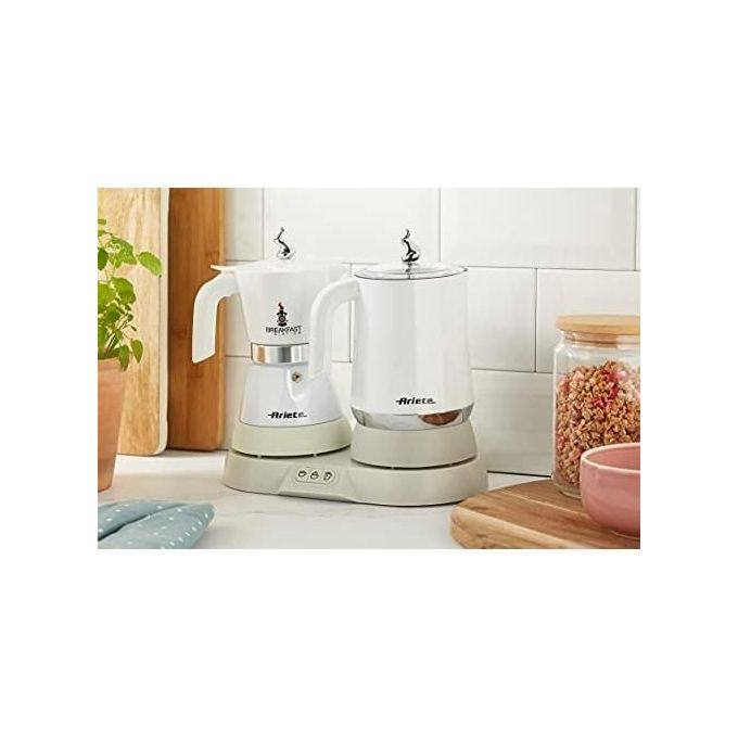 Macchina Caffe' Espresso Moka Elettrica 2 o 4 Tazze + Cappucinatore Montalatte Potenza 500 Watt - Breakfast Station - 1344