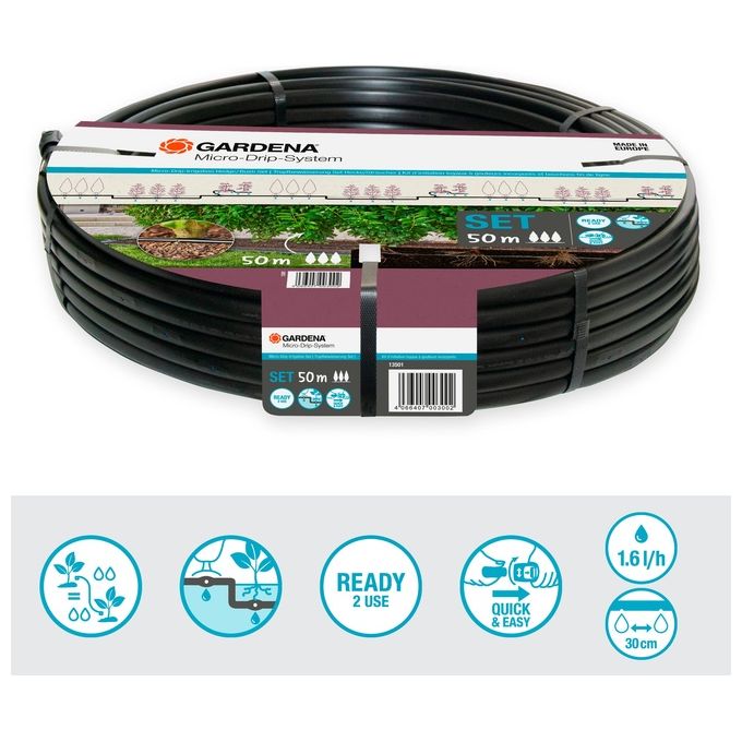 Gardena 13501-20 Micro-Drip-System Set Irrigazione a Goccia per Siepi e Arbusti 50 m colore Nero