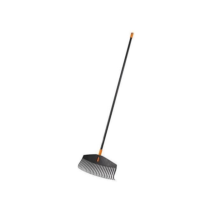 Fiskars Scopa per Foglie con Manico Denti in plastica-Manico in alluminio Nero-Arancione L
