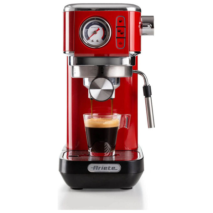 Ariete, Macchina da Caffe', 1.1L, 1300W, con Manometro, Rossa
