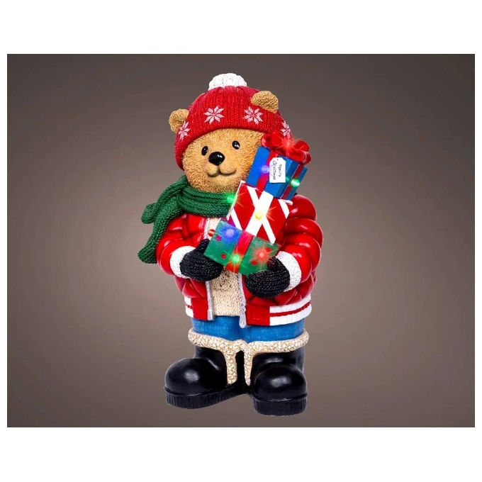 LUMINEO 20055818 Decorazione Natalizia Orso in Polyresin con Illuminazione LED colore Multicolor