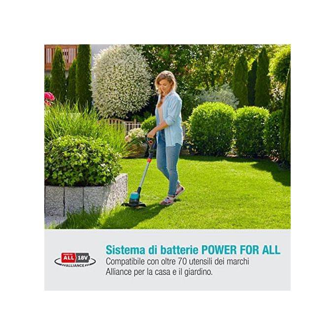 Gardena 14700-20 EasyCut Trimmer a Batteria 23 cm 18V 2Ah 45 min Telescopico colore Nero