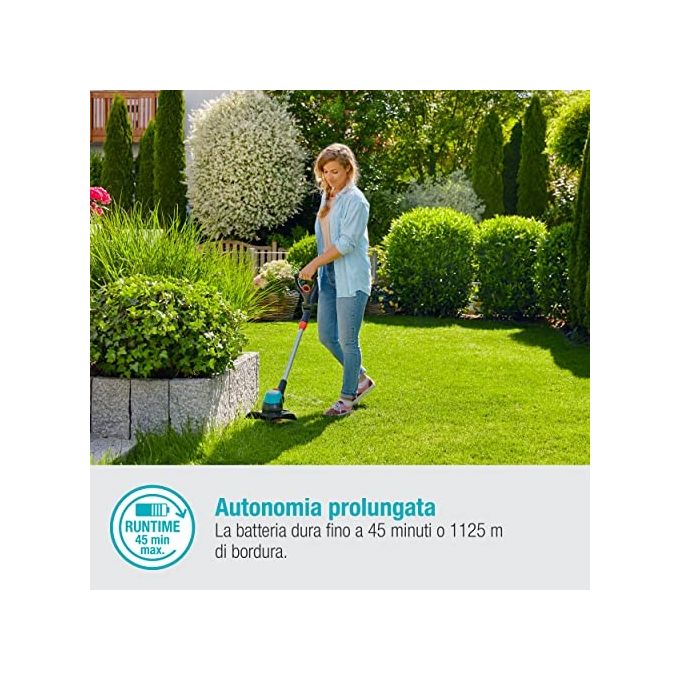 Gardena 14700-20 EasyCut Trimmer a Batteria 23 cm 18V 2Ah 45 min Telescopico colore Nero