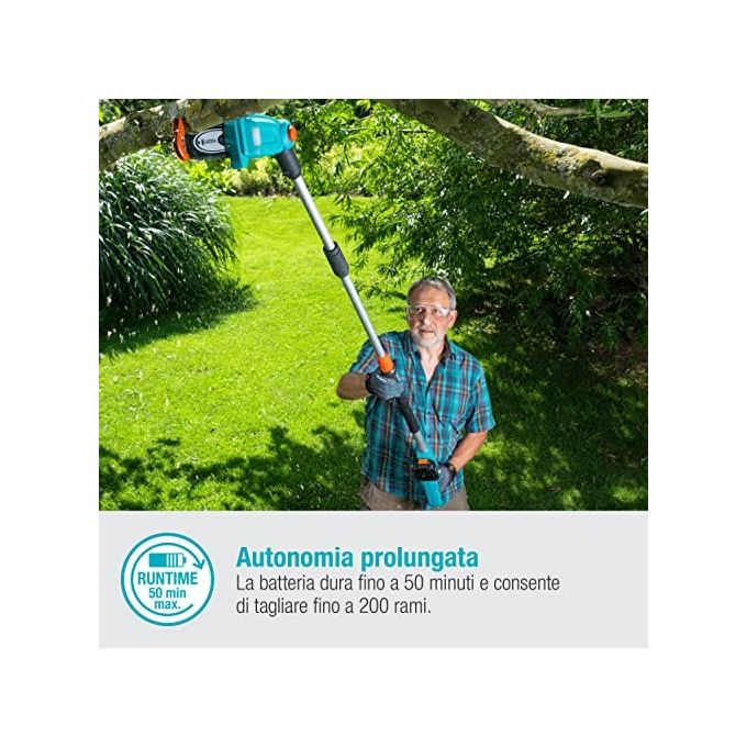 Gardena 14770-20 Tagliasiepi Telescopico A Batteria THS 42-18V P4A Set Pronto All'Uso Lama 42 cm Asta Telescopica fino a 4 m Batteria 18V POWER FOR ALL Inclusa colore Nero