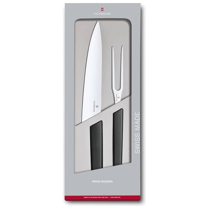 Victorinox 6.90 93.21G Swiss Modern Set di Tranciatura 2 Pezzi Acciaio Inossidabile Manico in Polipropilene colore Nero