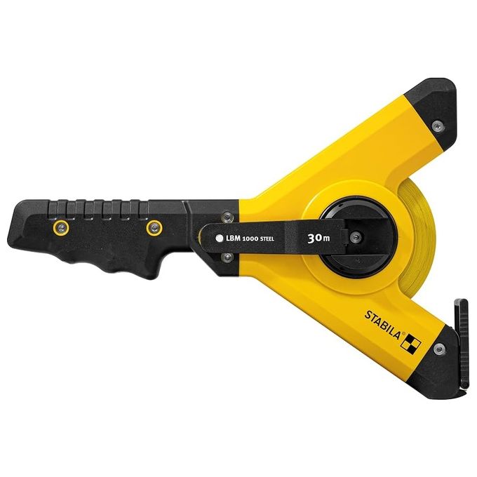 Stabila LBM1000 Cinta Metrica in Acciaio Scala Metrica Lunghezza 30 m Larghezza 13 mm Gancio Universale colore Giallo