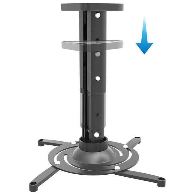 Irradio 149302143 supporto da soffitto per videoproiettore universale 10 kg regolabile 240 a 310 mm rotazione 360° nero