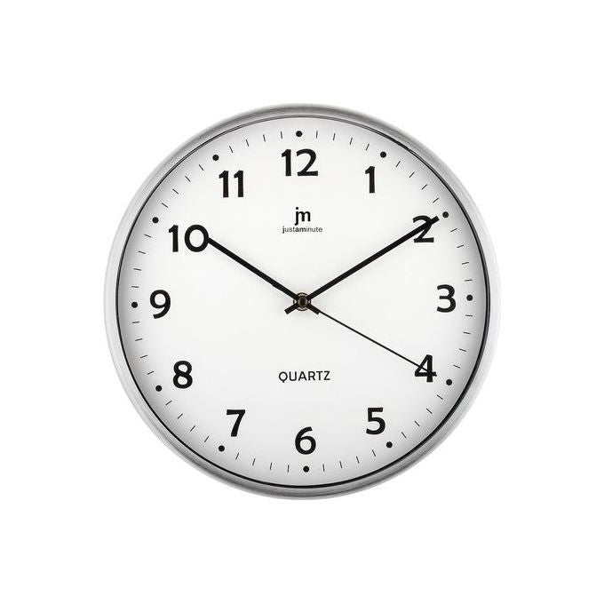 LOWELL 14968B Justaminute Orologio da Parete Tondo in Alluminio con Movimento al Quarzo Silenzioso Diametro 30 cm colore Bianco