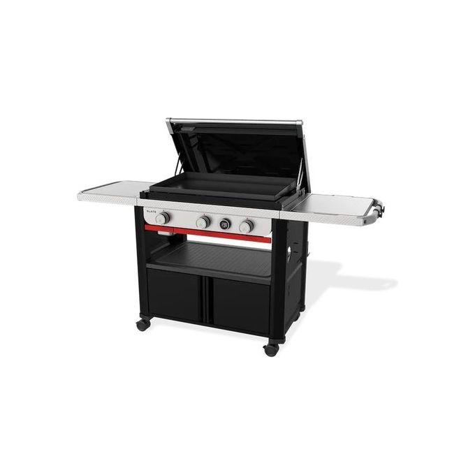 Weber 1500246 Piastra Premium SLATE GPD Barbecue a Gas 3 Bruciatori 10,6 kW Superficie 76x46 cm con Display Digitale e Fornello Laterale colore Nero