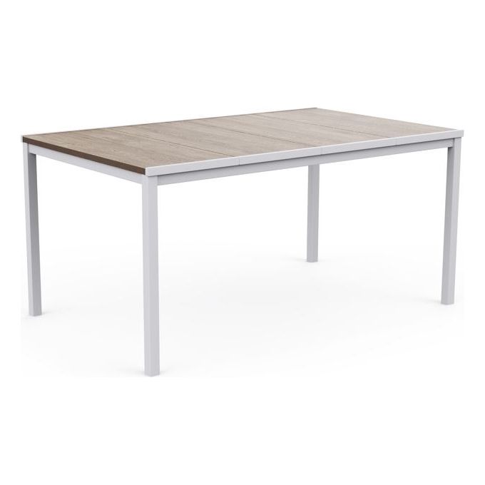 Keter 262587 Porto Tavolo da Pranzo Esterno 160x95x75 cm effetto Legno Struttura in Metallo colore Bianco
