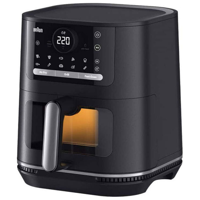 Braun HF5075 Friggitrice ad aria 6 L 2000 W 20 programmi doppia resistenza rivestimento ceramico display touch colore Nero Grigio