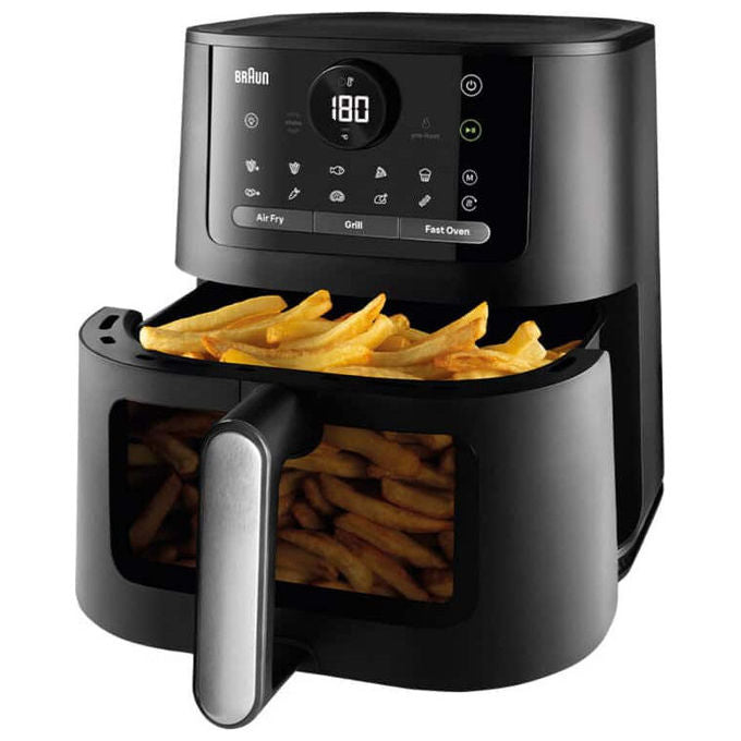 Braun HF5075 Friggitrice ad aria 6 L 2000 W 20 programmi doppia resistenza rivestimento ceramico display touch colore Nero Grigio