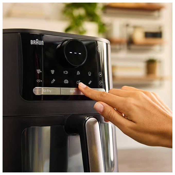 Braun HF5075 Friggitrice ad aria 6 L 2000 W 20 programmi doppia resistenza rivestimento ceramico display touch colore Nero Grigio