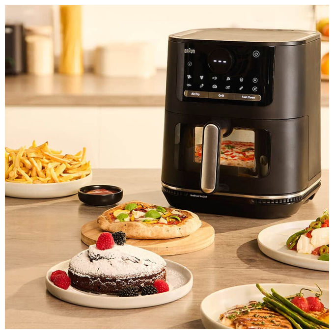 Braun HF5075 Friggitrice ad aria 6 L 2000 W 20 programmi doppia resistenza rivestimento ceramico display touch colore Nero Grigio