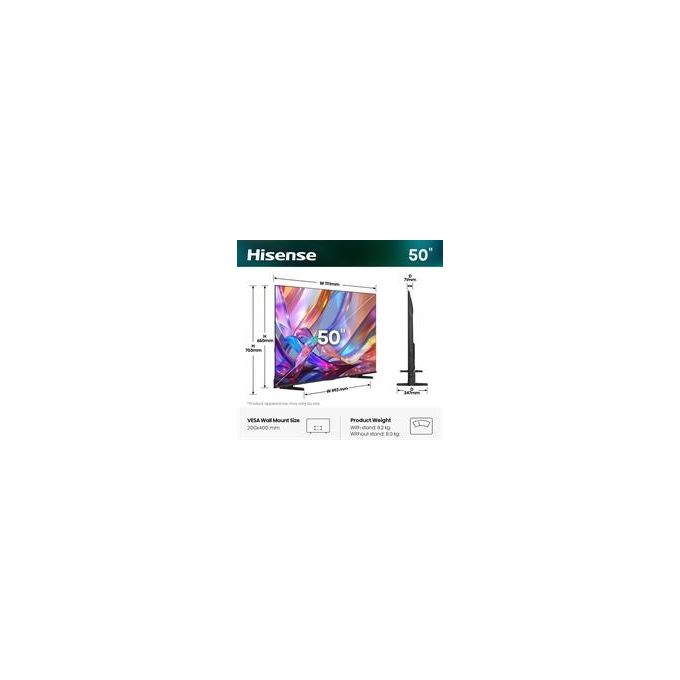 Hisense 50Q7S Smart TV QLED 50'' 4K UHD HDR Dolby Vision IQ Dolby Atmos VIDAA Alexa AirPlay2 Game Mode colore Nero