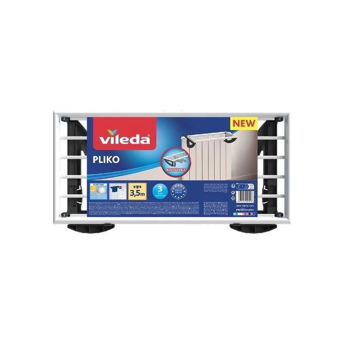 Vileda 174857 Pliko Stendibiancheria da Termosifone in Resina 3.5 m Bracci Regolabili colore Bianco e Azzurro
