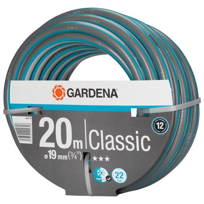 Gardena 18022 Classic Tubo da Giardino 19 mm 20 m PVC 22 bar Resistente UV colore Grigio Blu