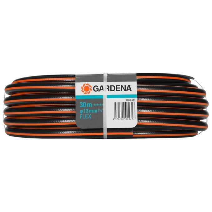 Gardena 18036-20 Comfort FLEX Tubo da Giardino 30 m Diametro 13 mm Resistente UV Power Grip 25 bar colore Nero Grigio Arancione