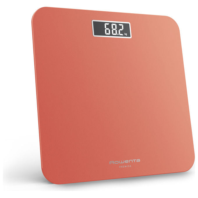 Rowenta BS1803V0 Premiss 2.0 Bilancia Pesapersone Digitale 160 Kg Vetro Temperato Display LCD colore Arancione