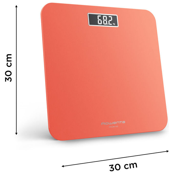 Rowenta BS1803V0 Premiss 2.0 Bilancia Pesapersone Digitale 160 Kg Vetro Temperato Display LCD colore Arancione