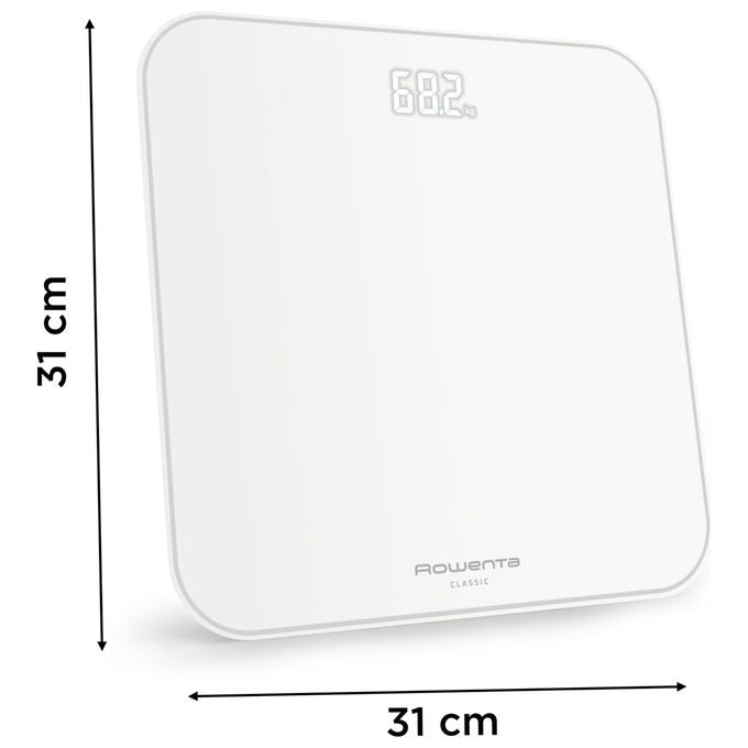 Rowenta, Bilancia Pesapersone, BS1901 Classic 2.0, con Schermo LED Invisibile, Bianco