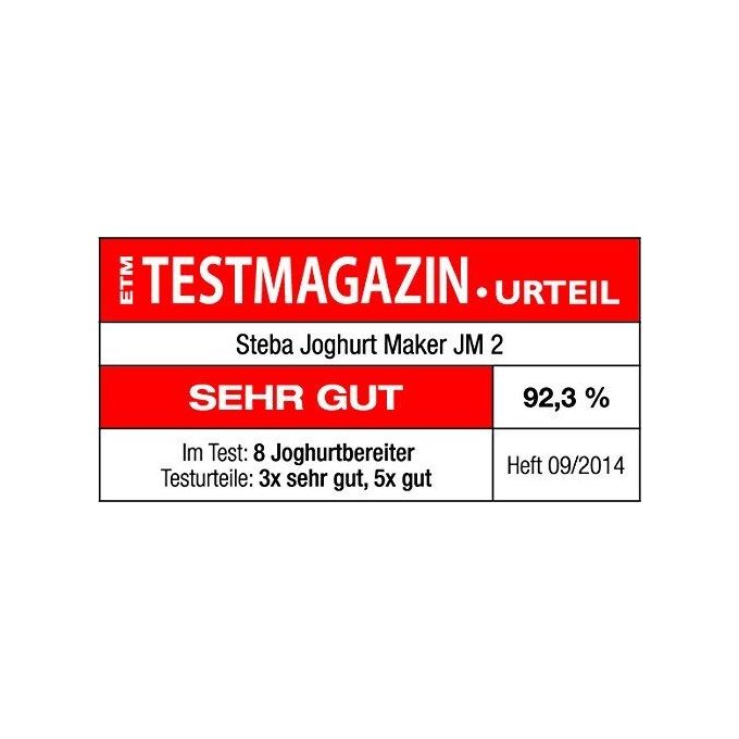 Steba JM 2 Yogurtiera 2,4 L 21 W con Timer LCD e 12 Vasetti in Vetro colore Bianco