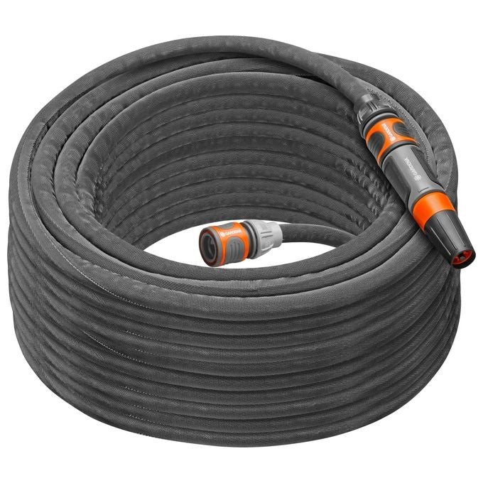 Gardena 18455-20 Liano Life Set Tubo da Giardino in Tessuto 25 m 13 mm 1-2'' resistente UV e gelo colore Nero Grigio